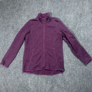 LL Bean‎ Sweater Fleece Full Zip Pullover Womens S Plum Purple Pockets